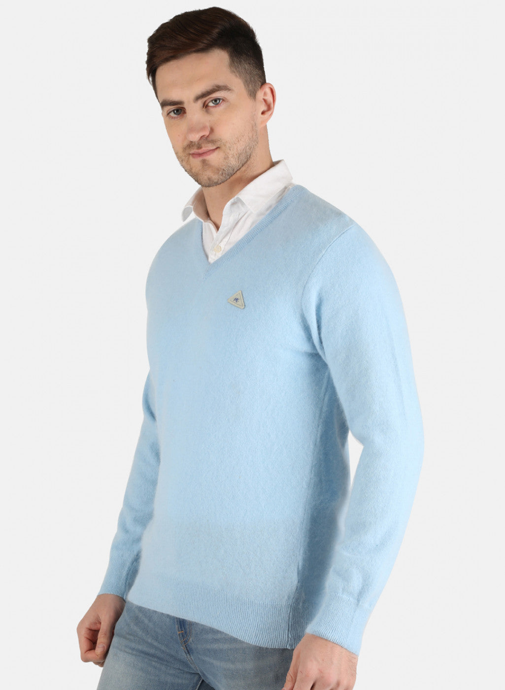 Men Blue Solid Pullover