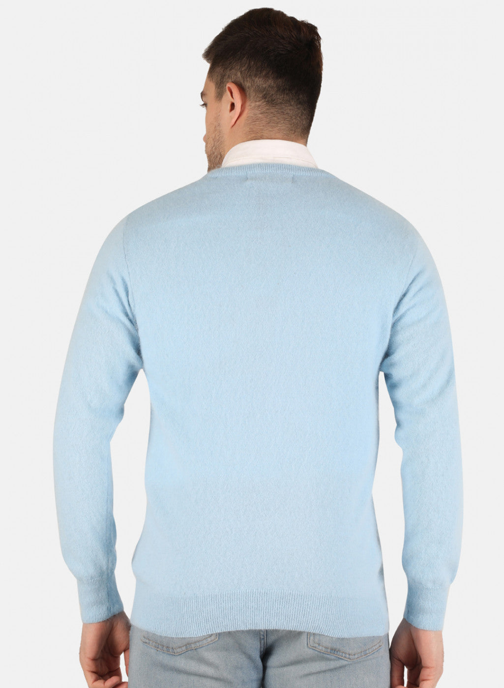 Men Blue Solid Pullover