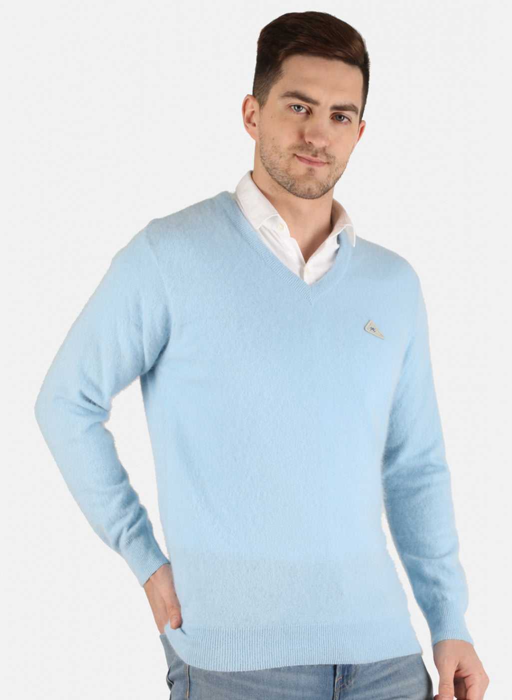 Men Blue Solid Pullover