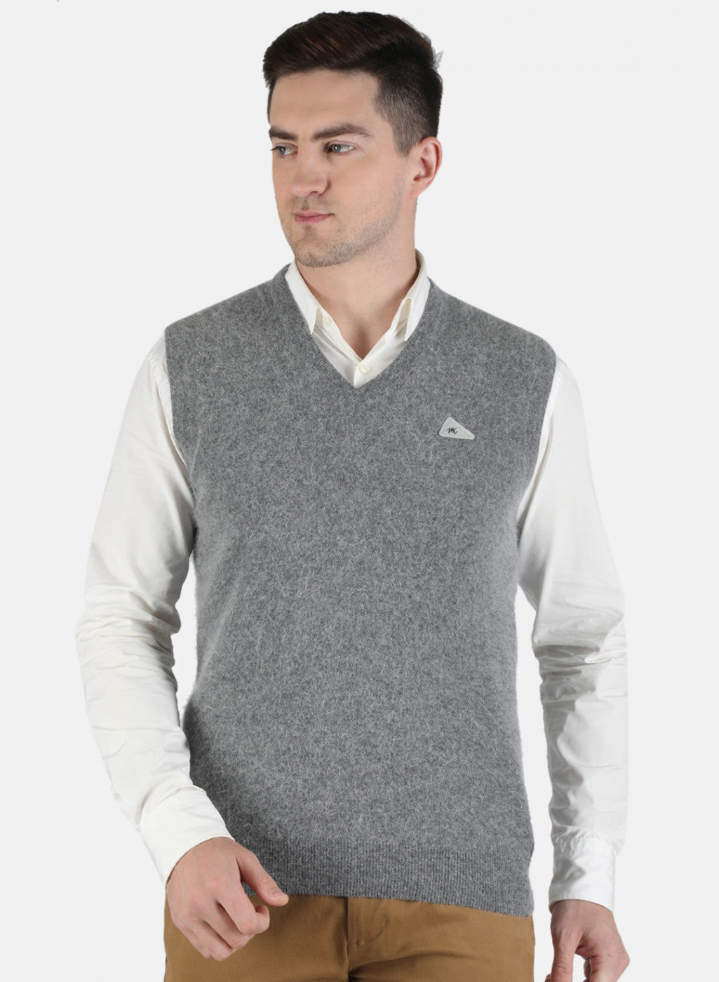 Men Grey Solid Sweater