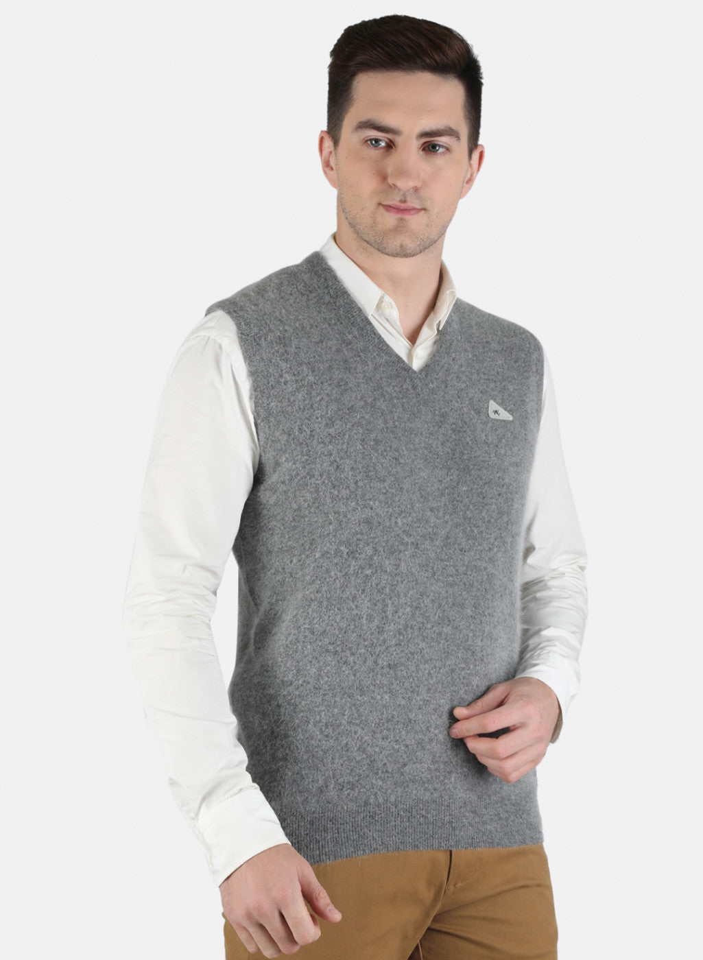 Men Grey Solid Sweater