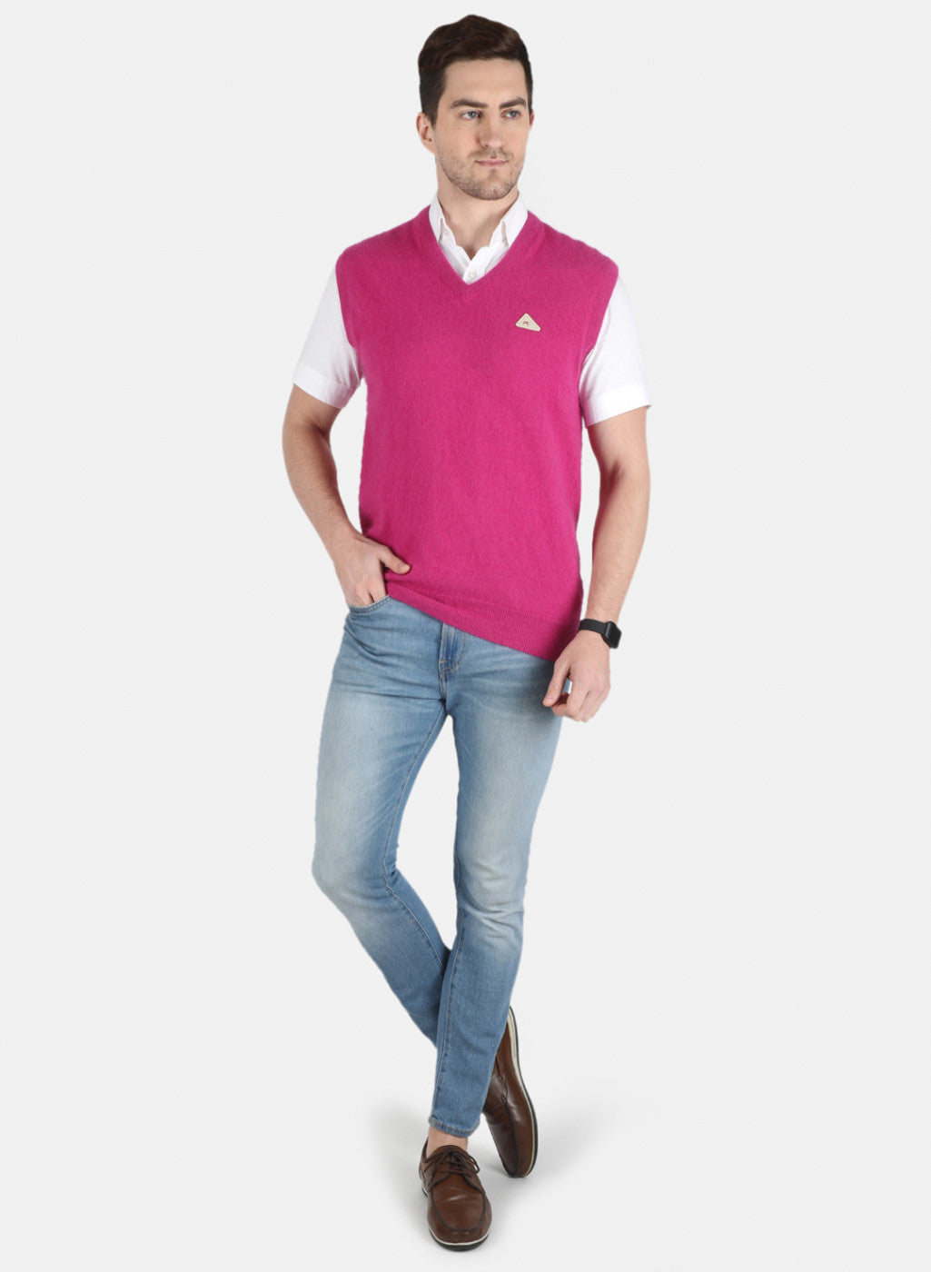 Men Pink Solid Sweater