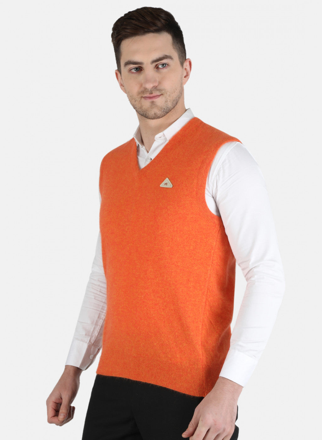 Men Orange Solid Sweater