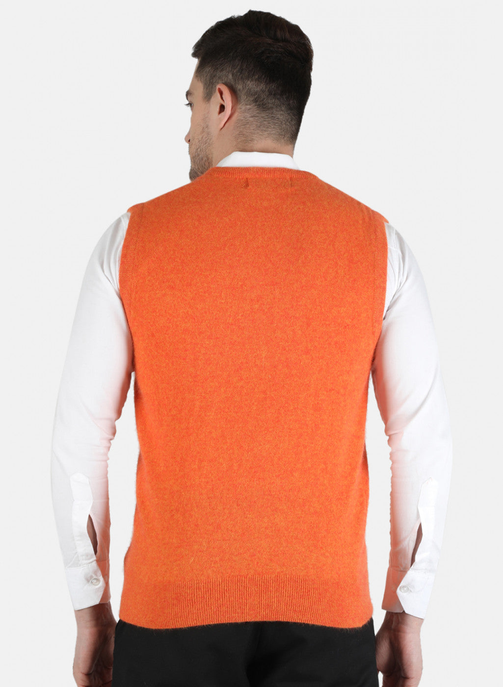 Men Orange Solid Sweater