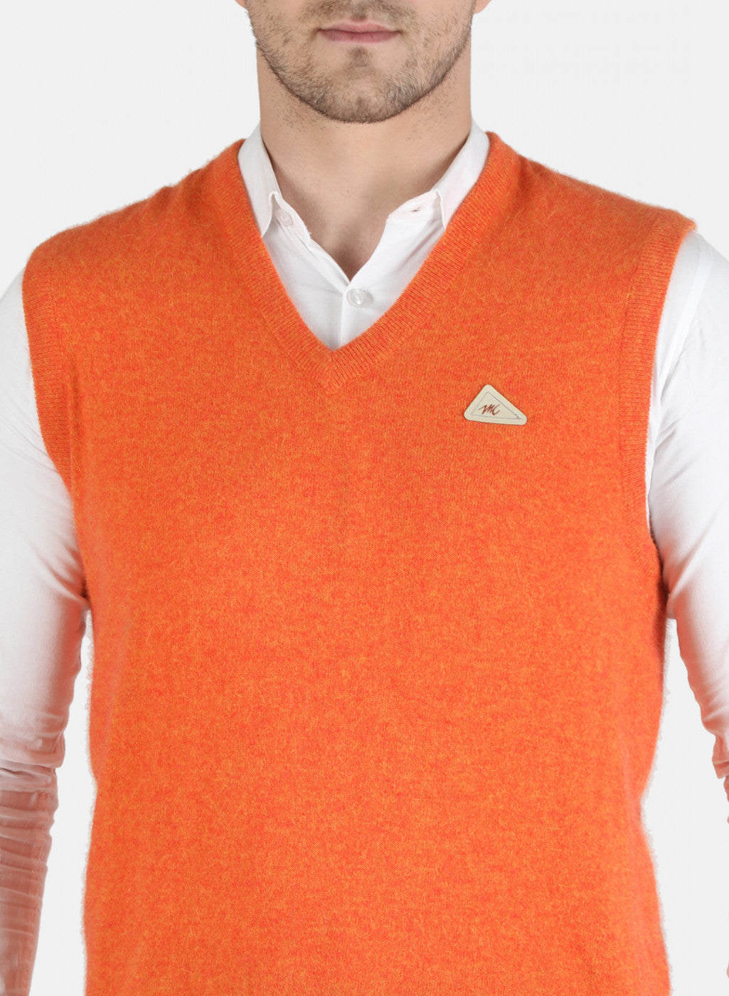 Men Orange Solid Sweater