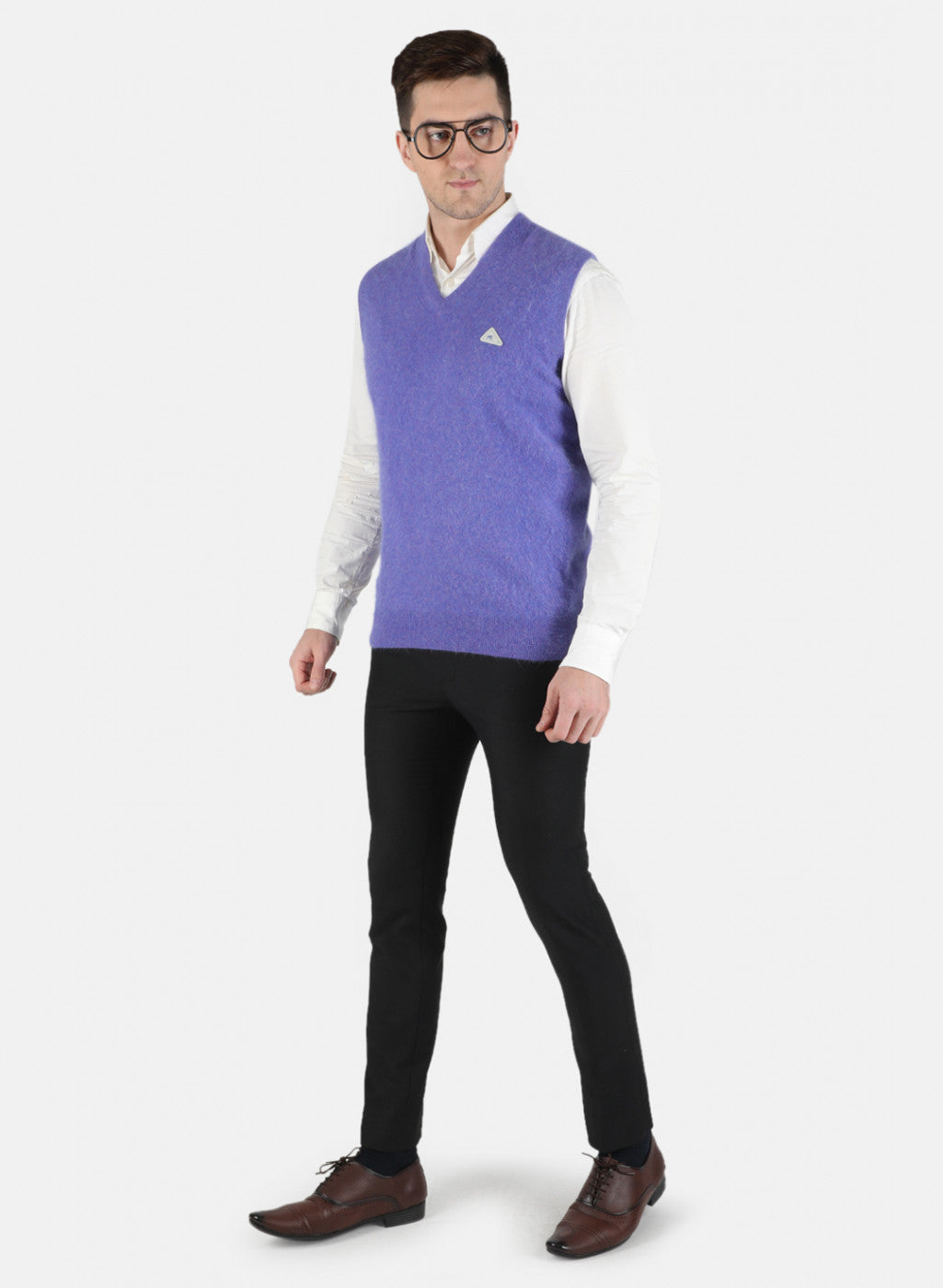 Men Purple Solid Sweater