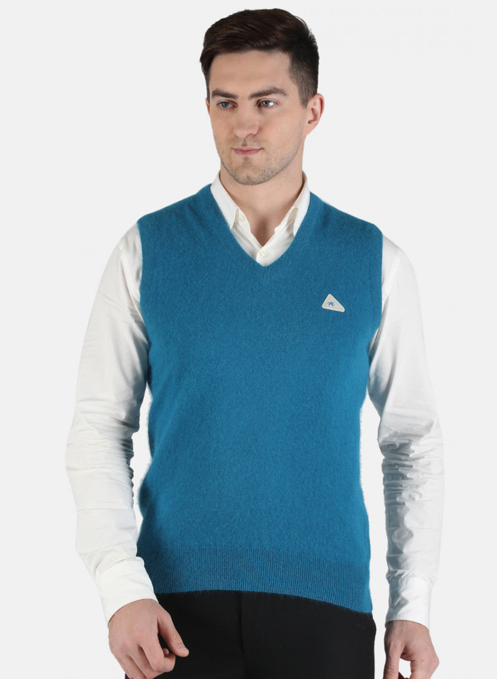 Men Blue Solid Sweater