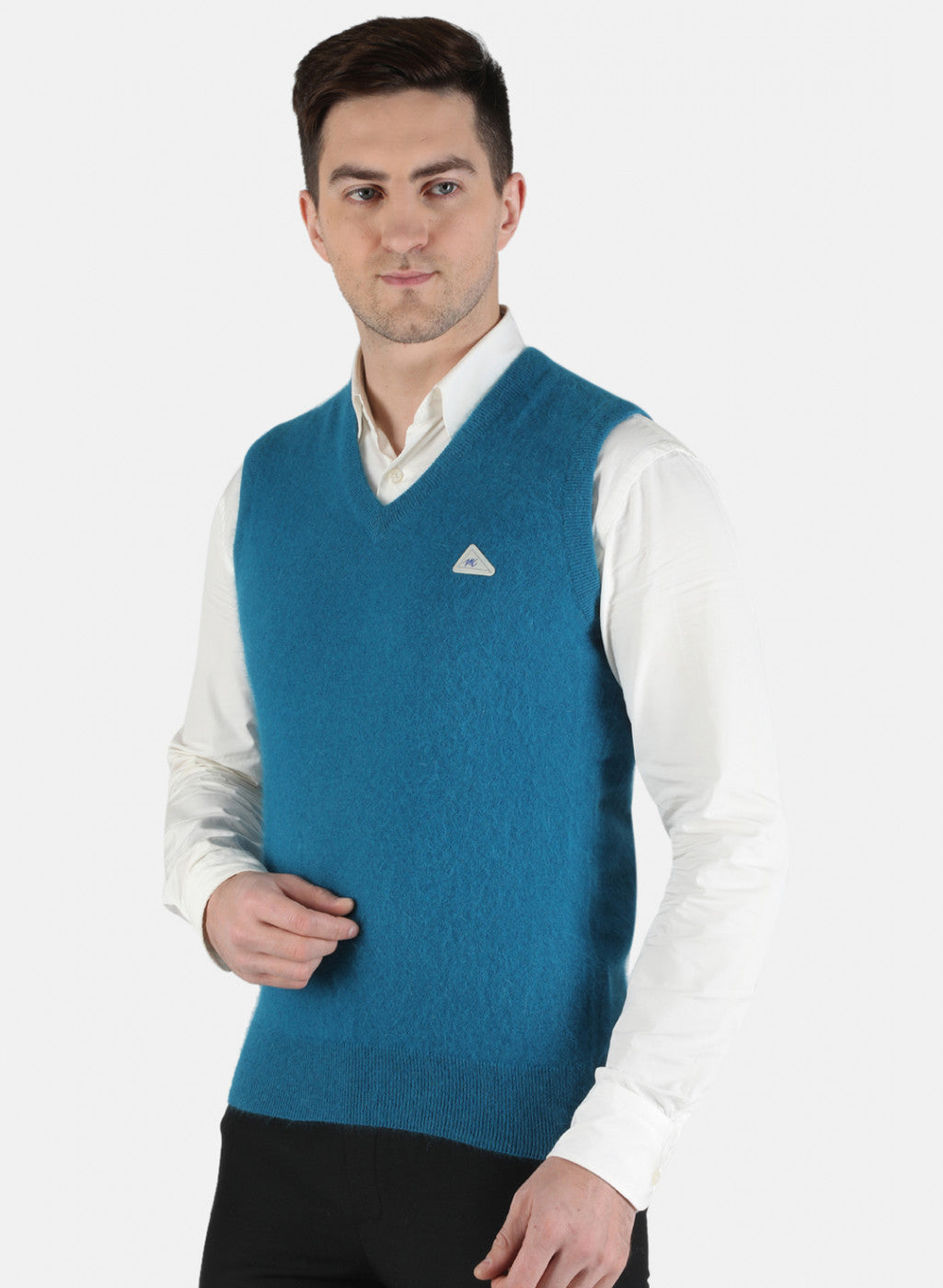 Men Blue Solid Sweater