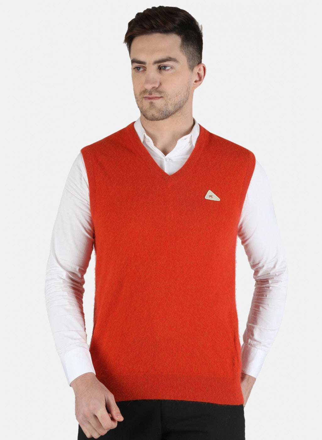 Men Orange Solid Sweater