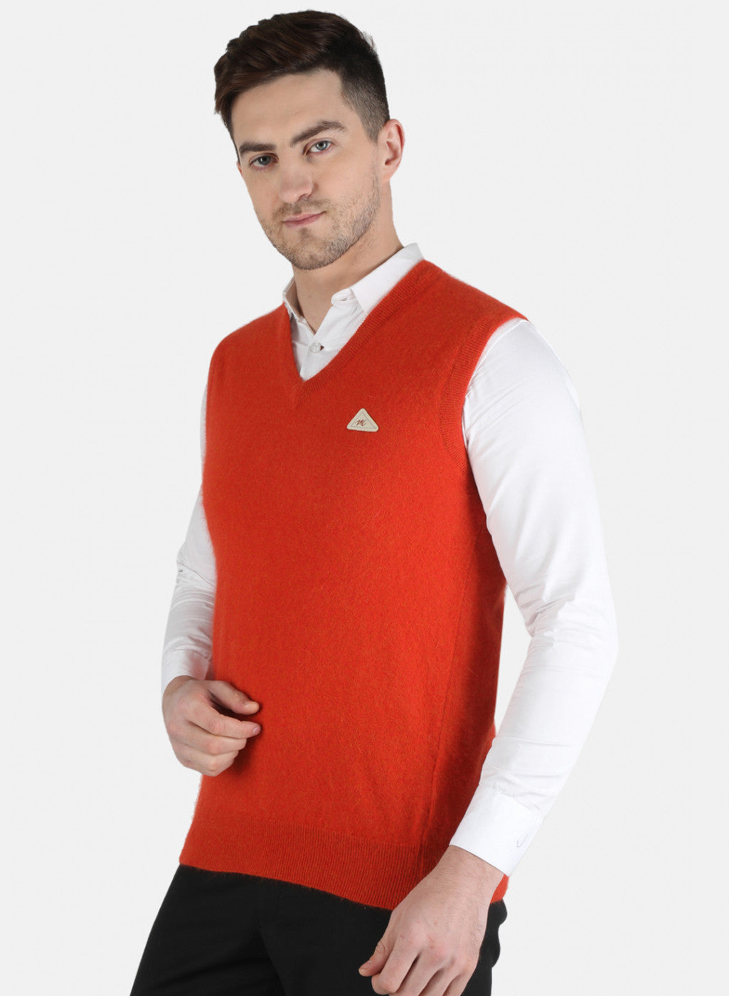 Men Orange Solid Sweater