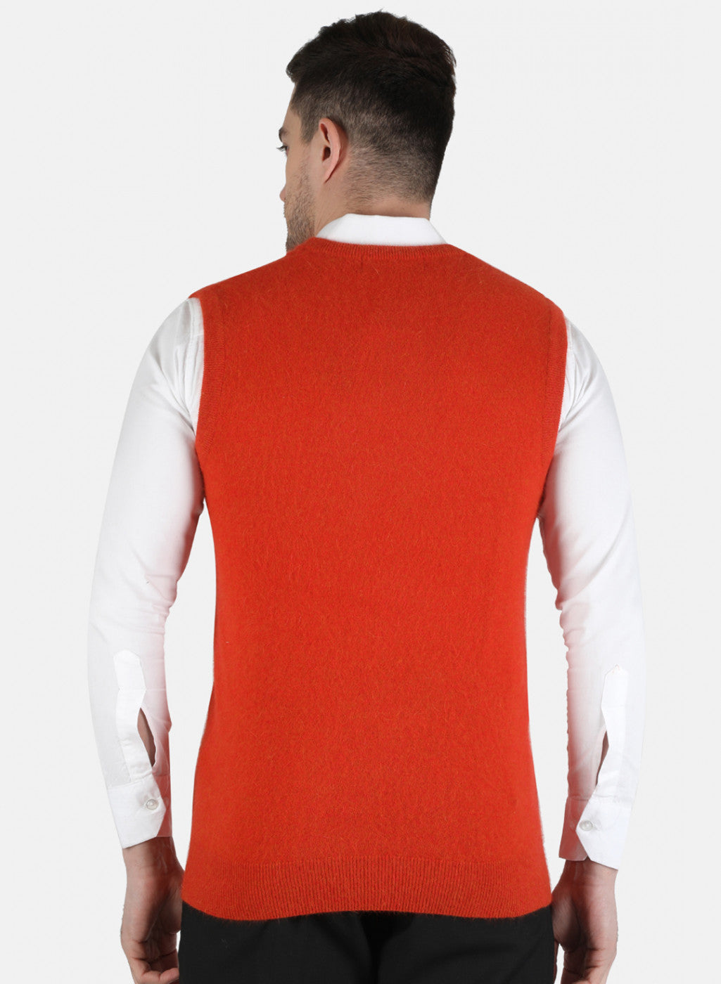 Men Orange Solid Sweater