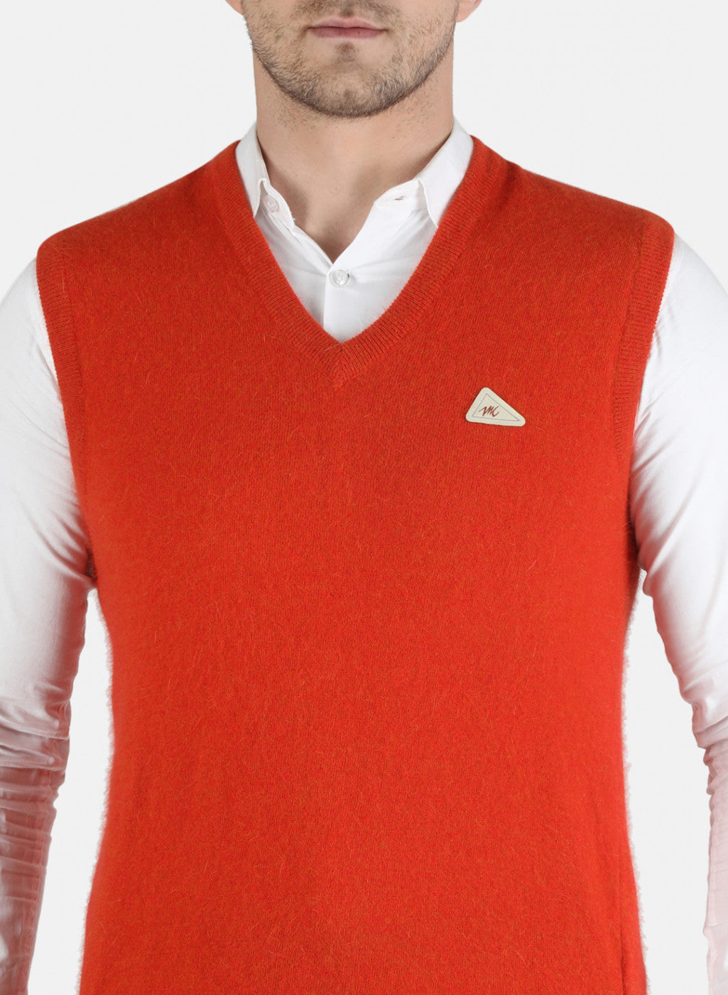 Men Orange Solid Sweater