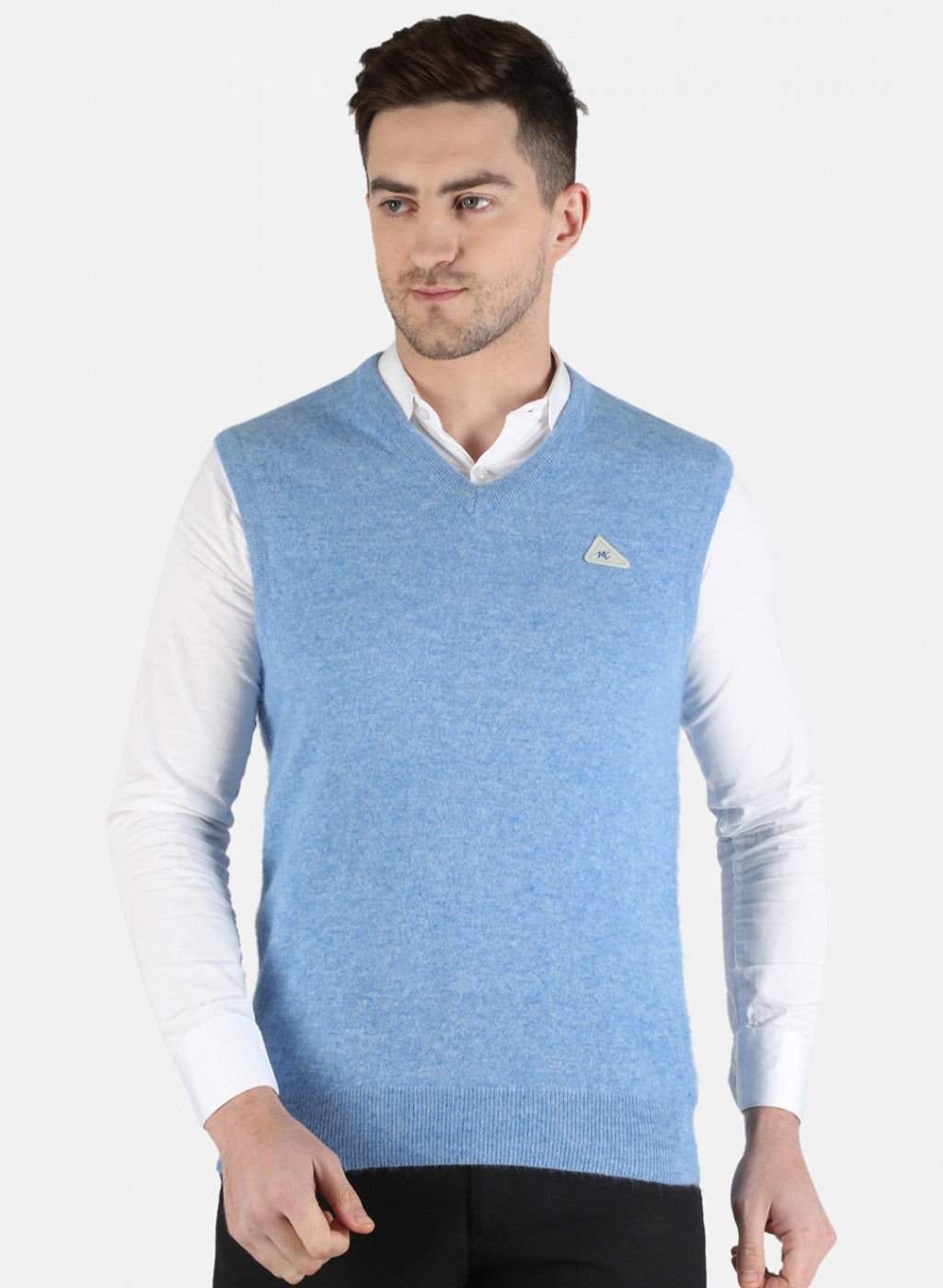 Men Blue Solid Sweater