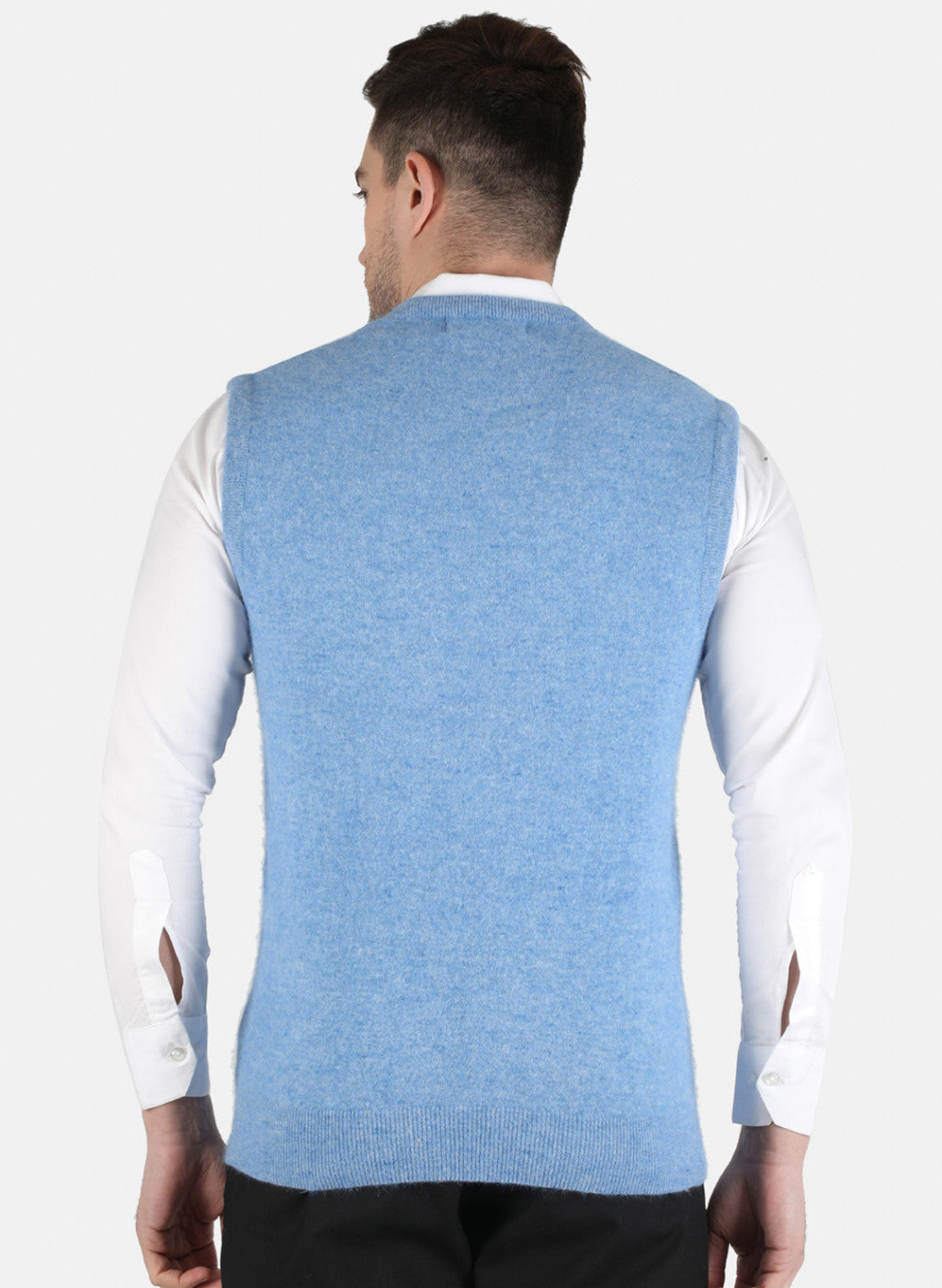 Men Blue Solid Sweater