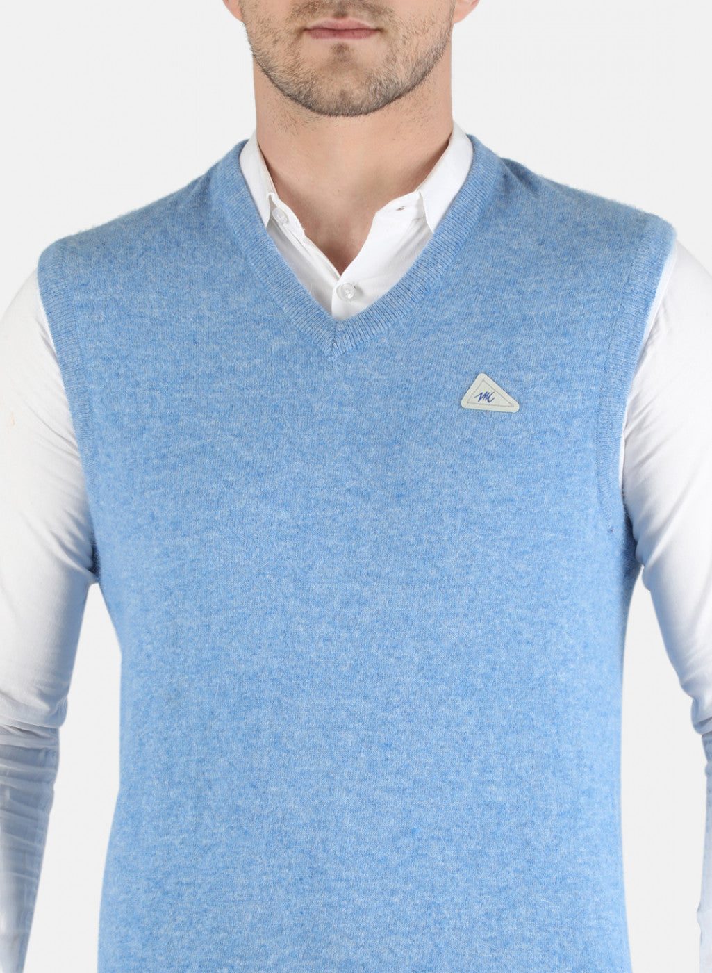 Men Blue Solid Sweater