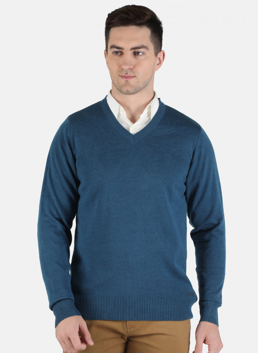 Men Blue Solid Pullover