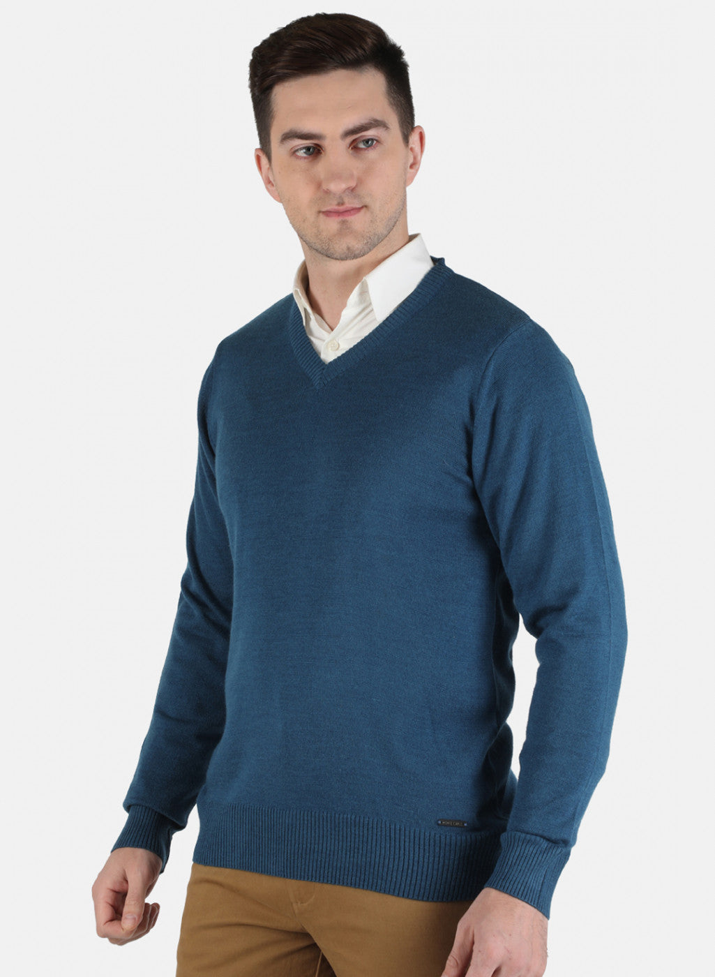 Men Blue Solid Pullover