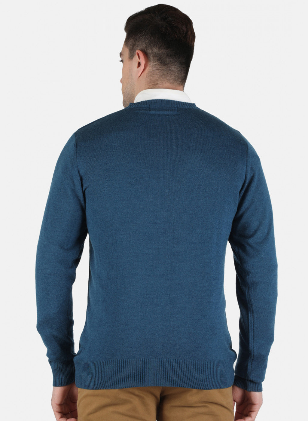 Men Blue Solid Pullover