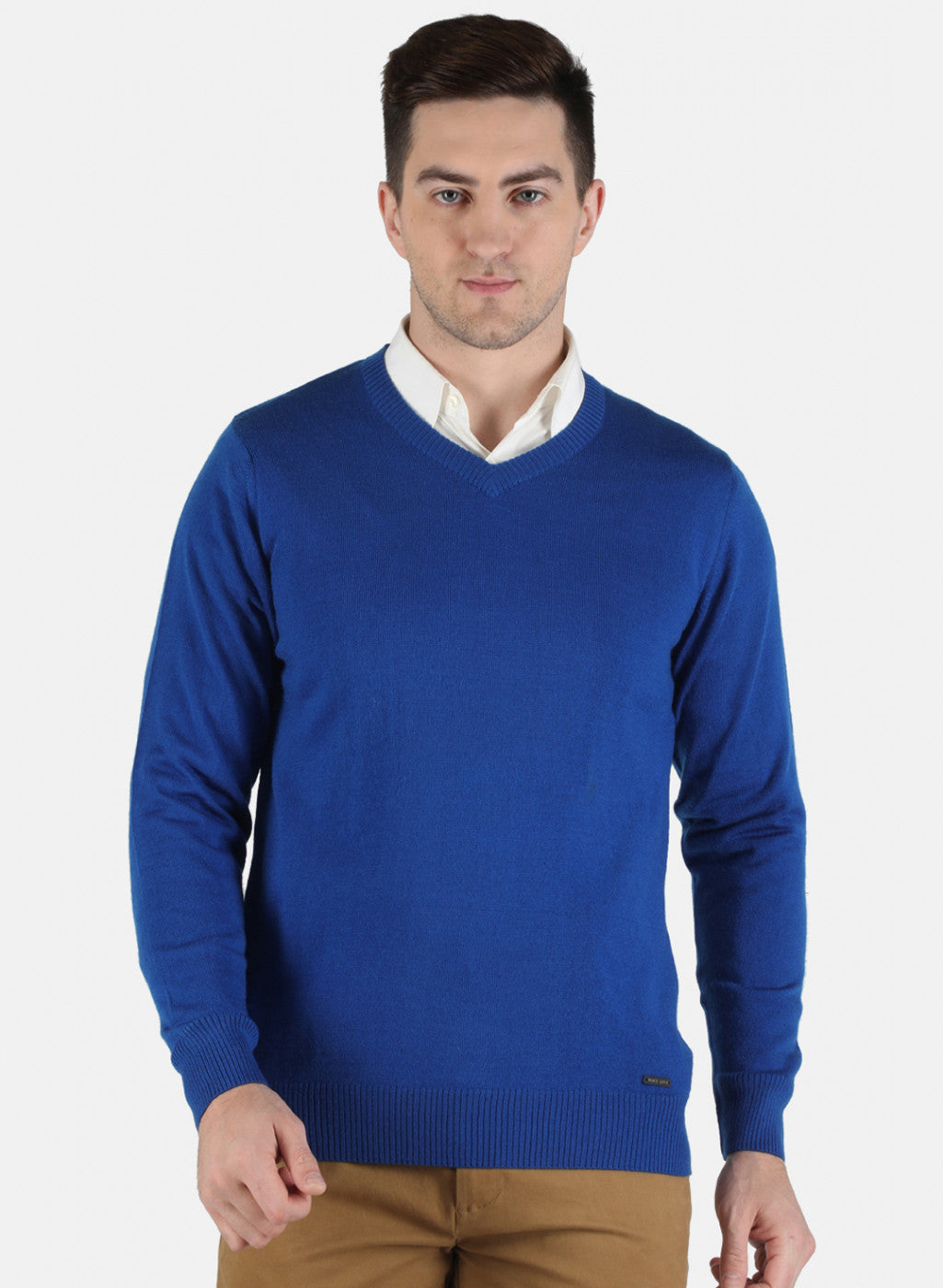 Men Blue Solid Pullover