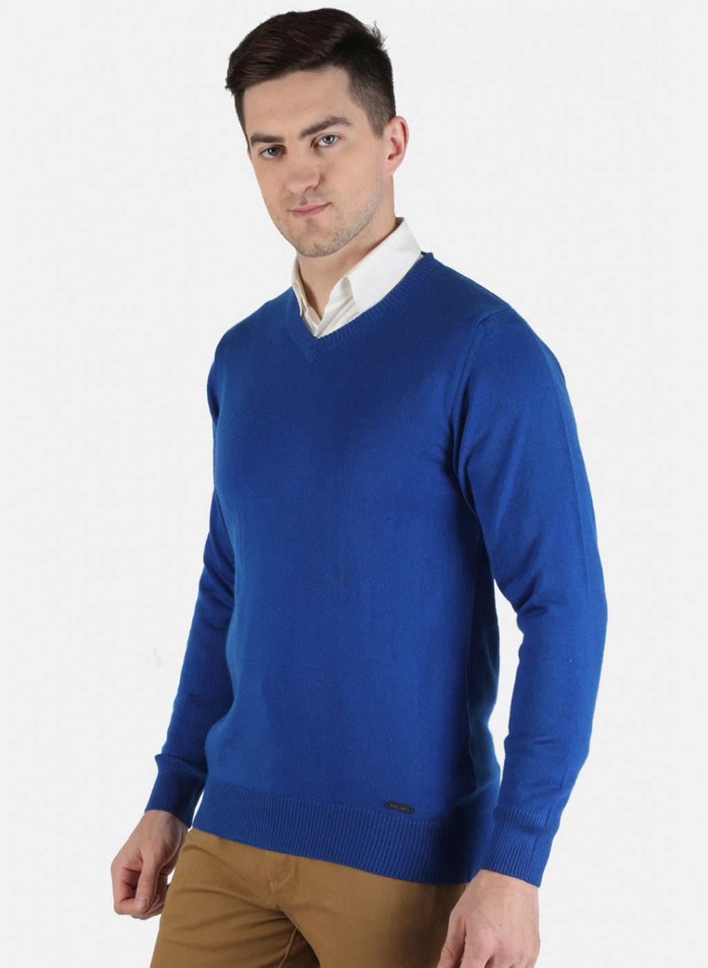 Men Blue Solid Pullover