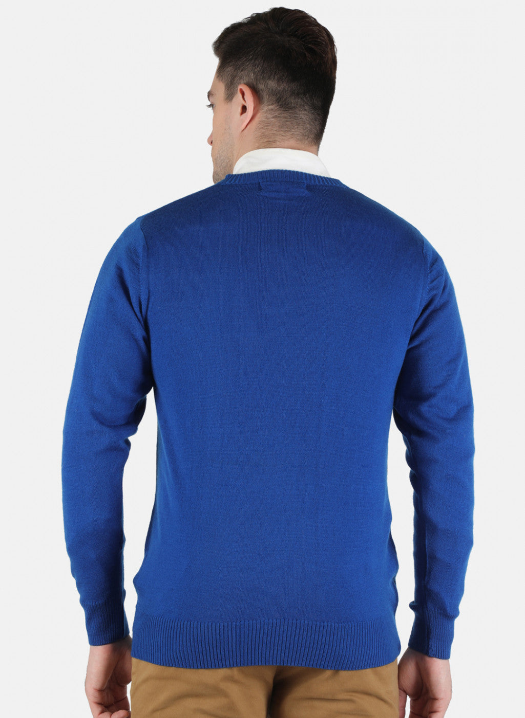 Men Blue Solid Pullover