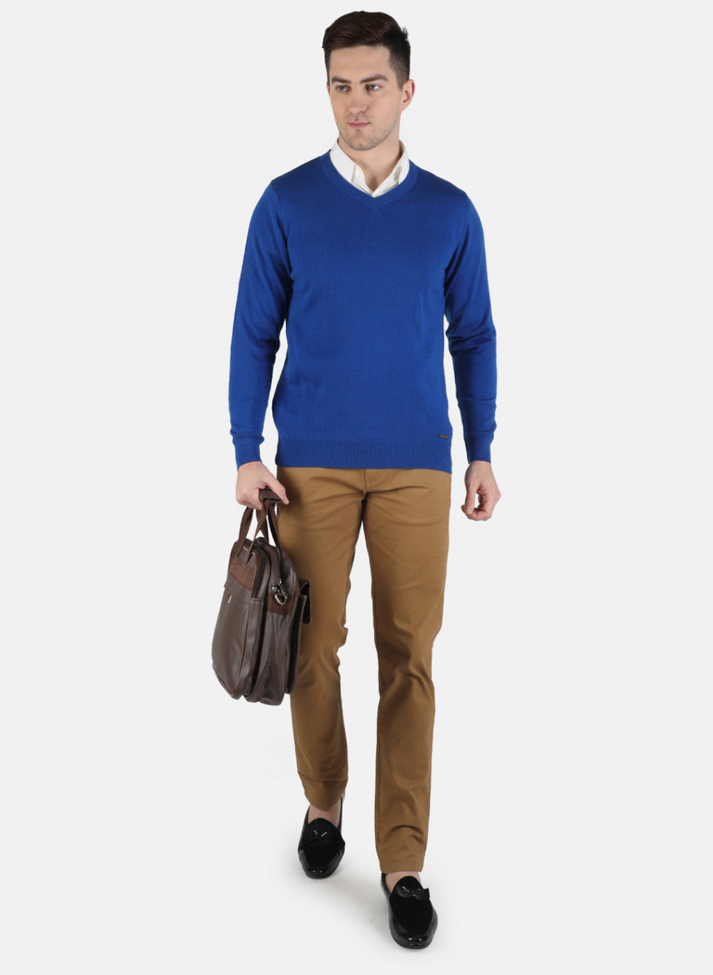 Men Blue Solid Pullover