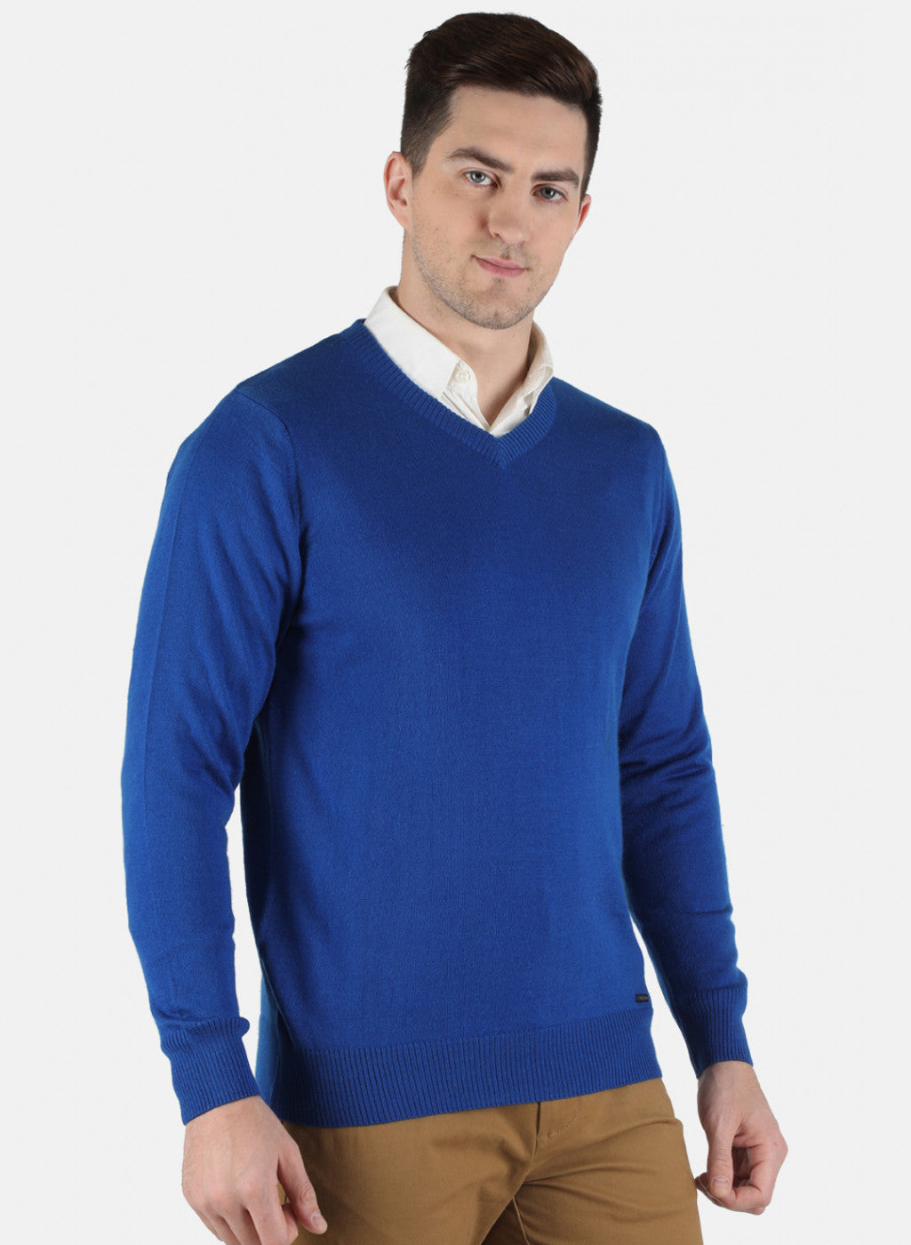 Men Blue Solid Pullover