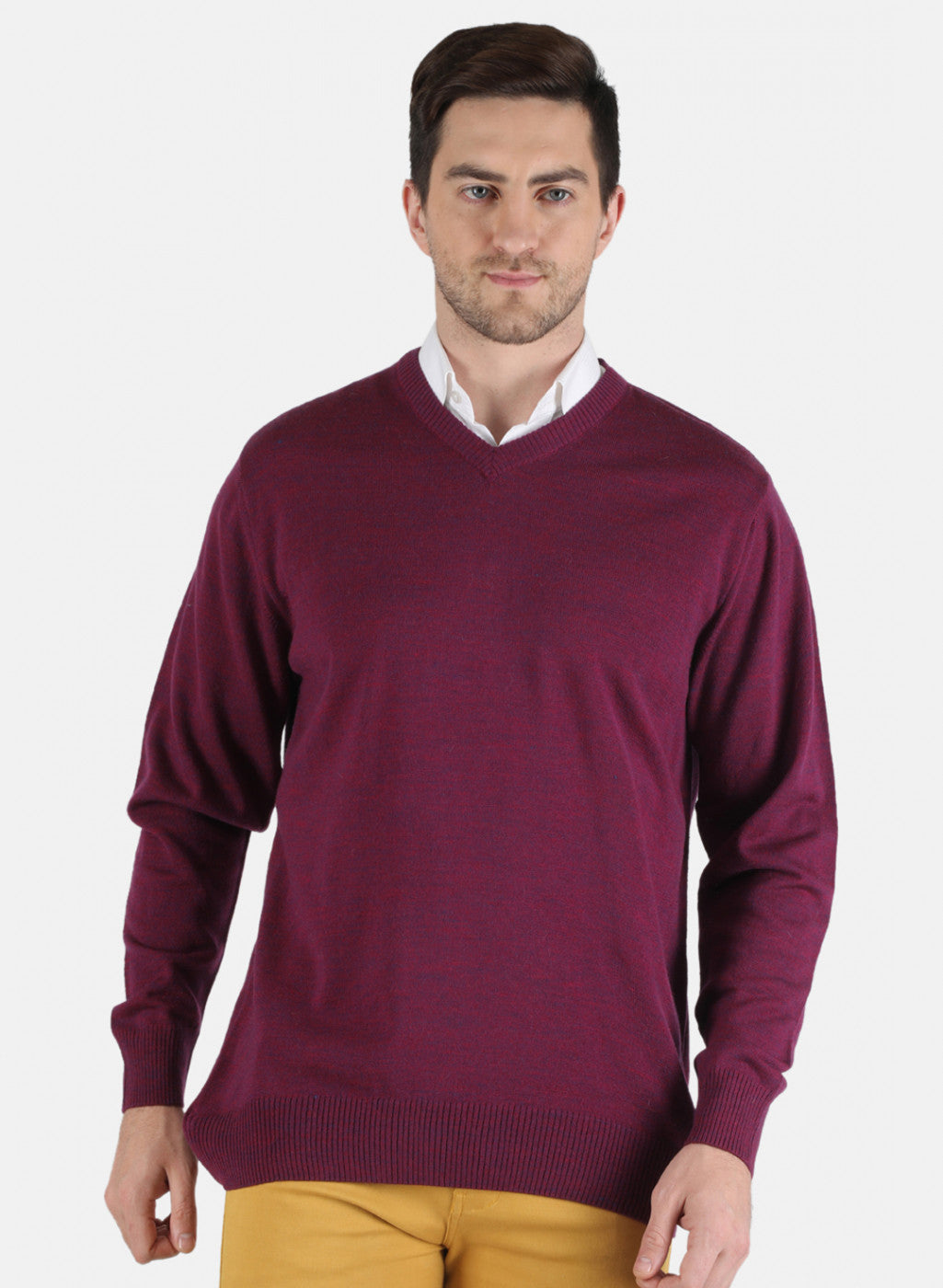 Men Mehroon Solid Pullover