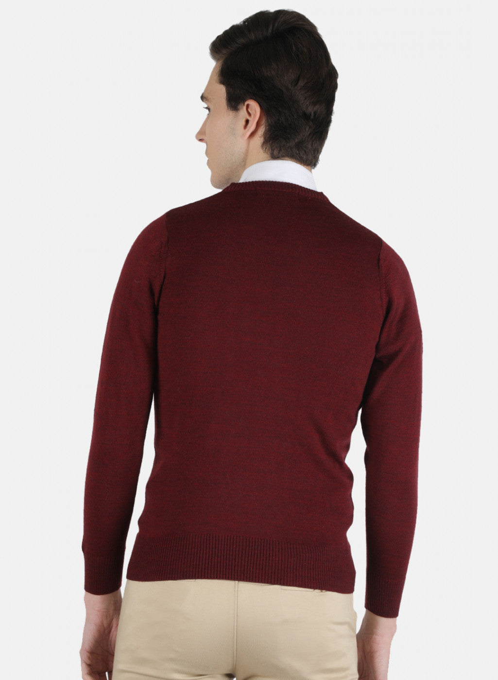 Men Maroon Solid Pullover