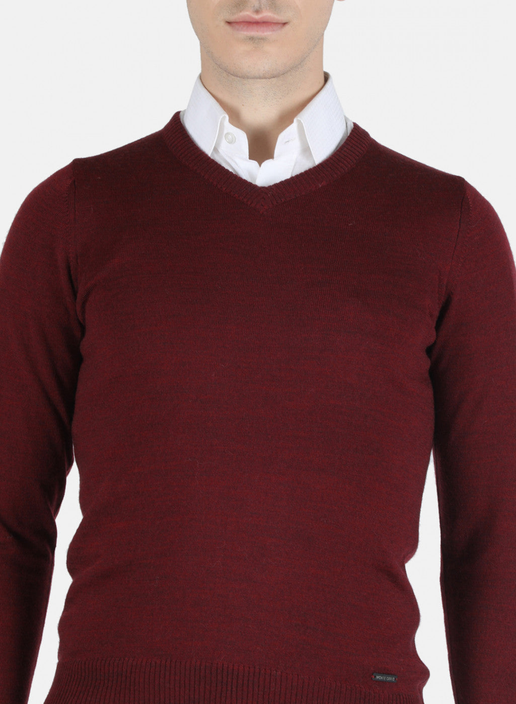 Men Maroon Solid Pullover