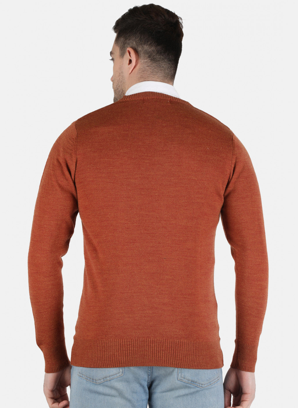 Men Orange Solid Pullover