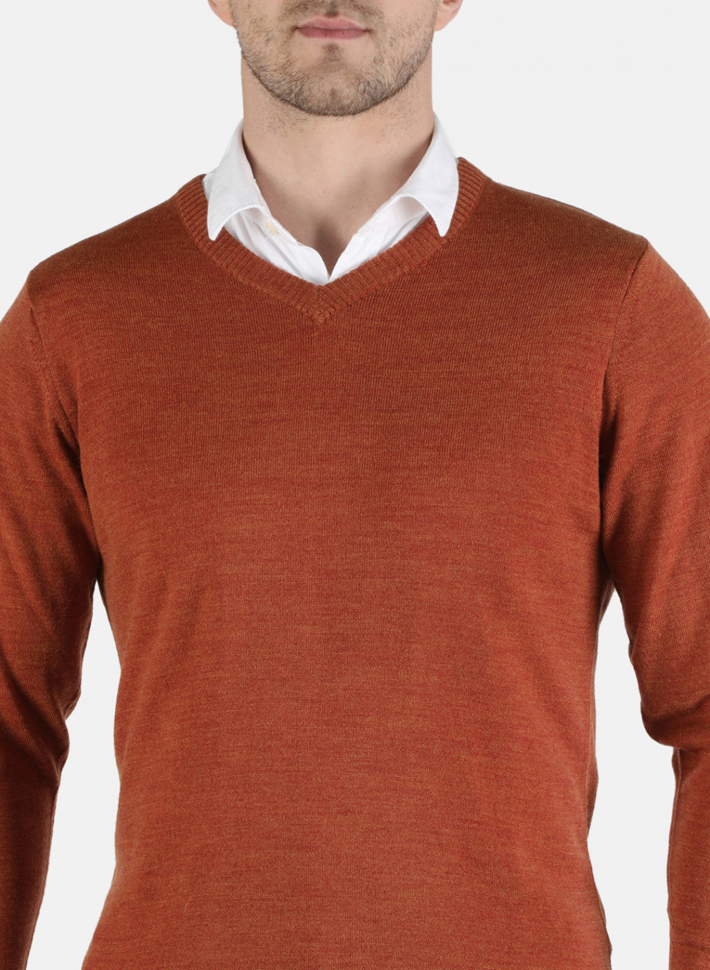 Men Orange Solid Pullover