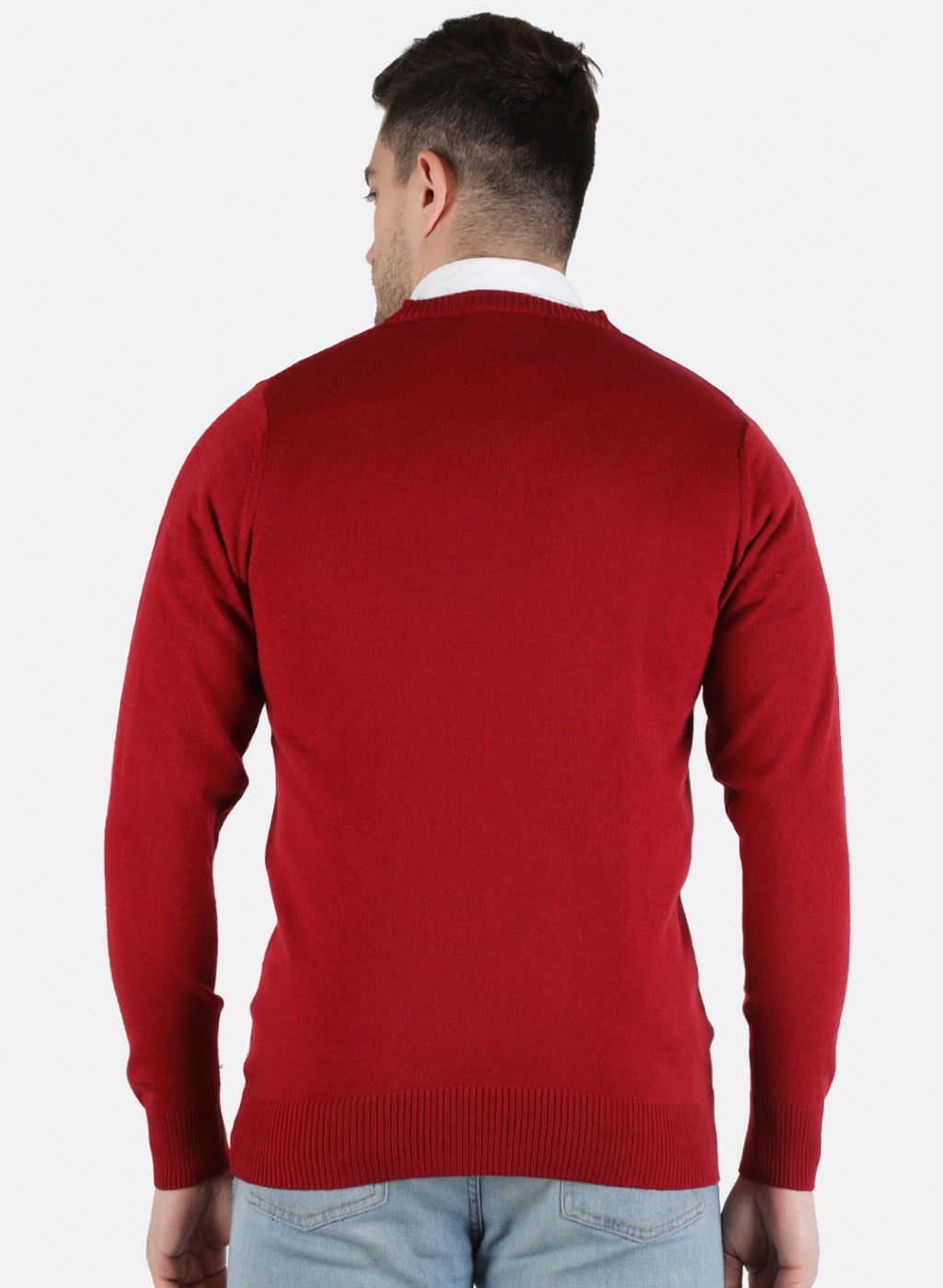 Men Maroon Solid Pullover