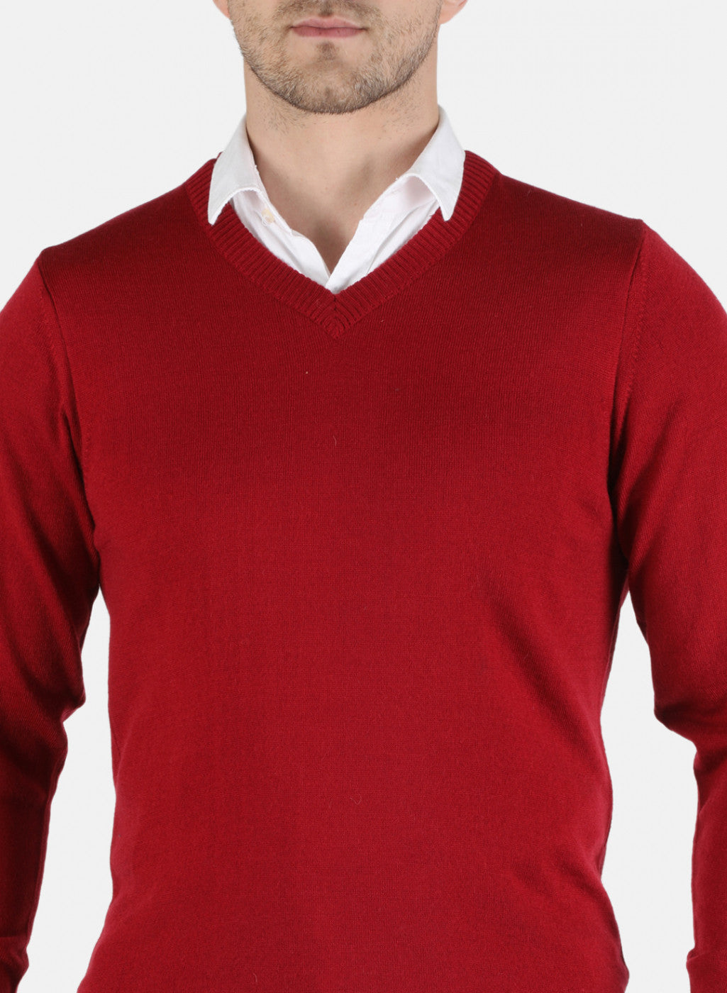 Men Maroon Solid Pullover