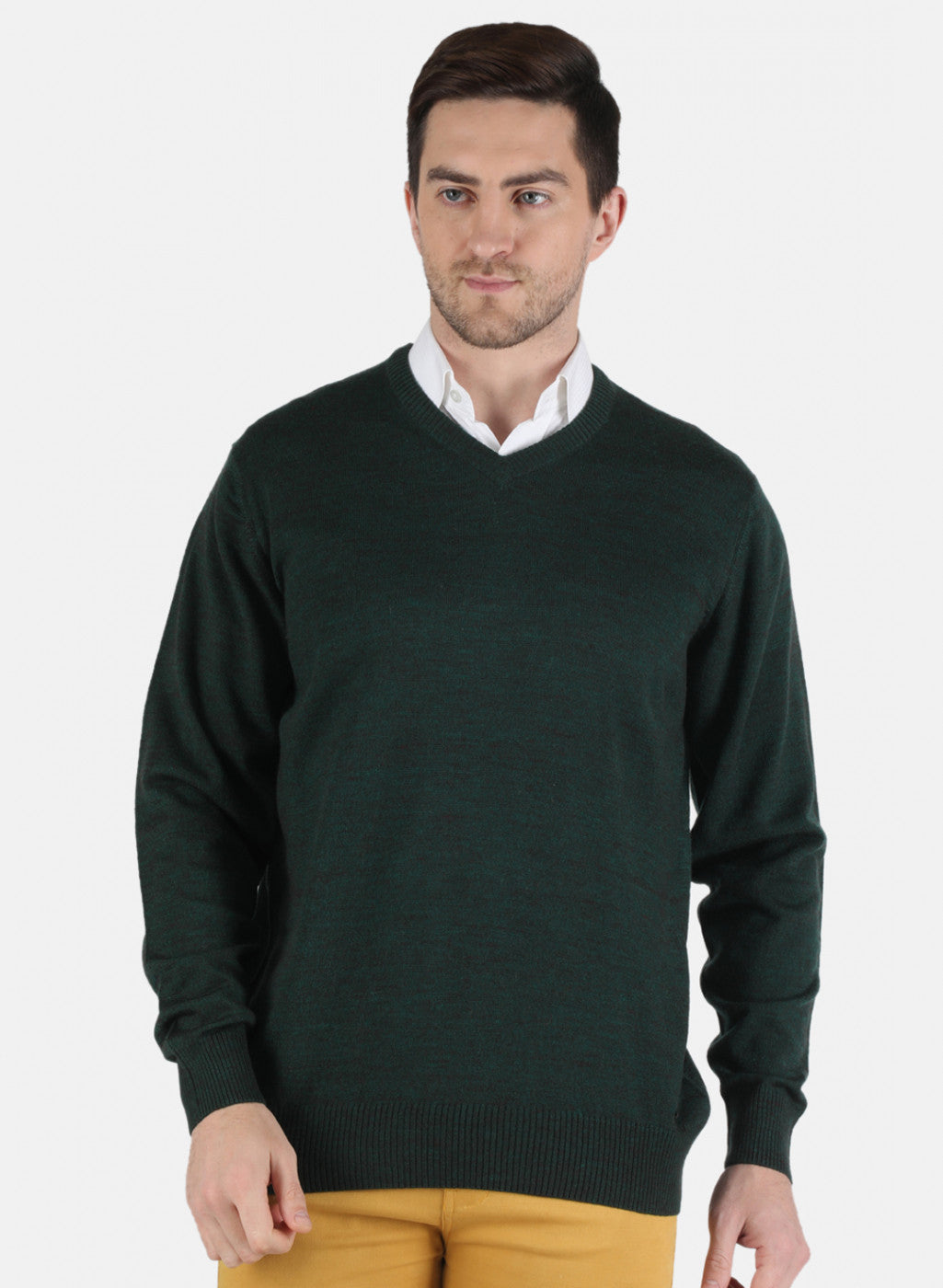 Men Green Solid Pullover