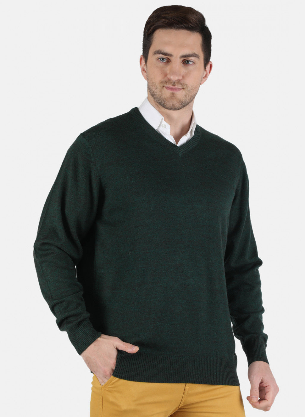 Men Green Solid Pullover