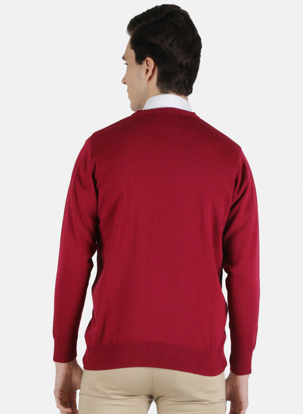 Men Maroon Solid Pullover