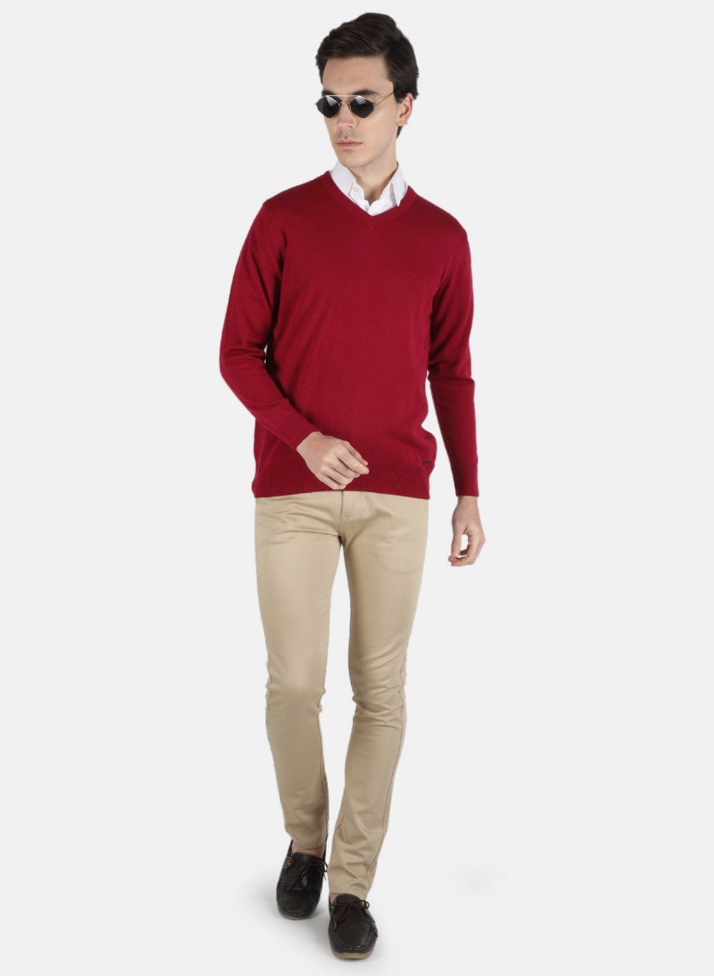 Men Maroon Solid Pullover