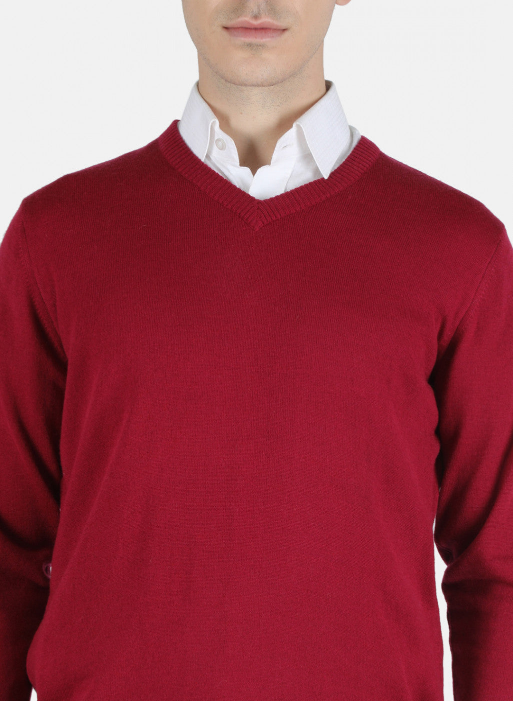 Men Maroon Solid Pullover