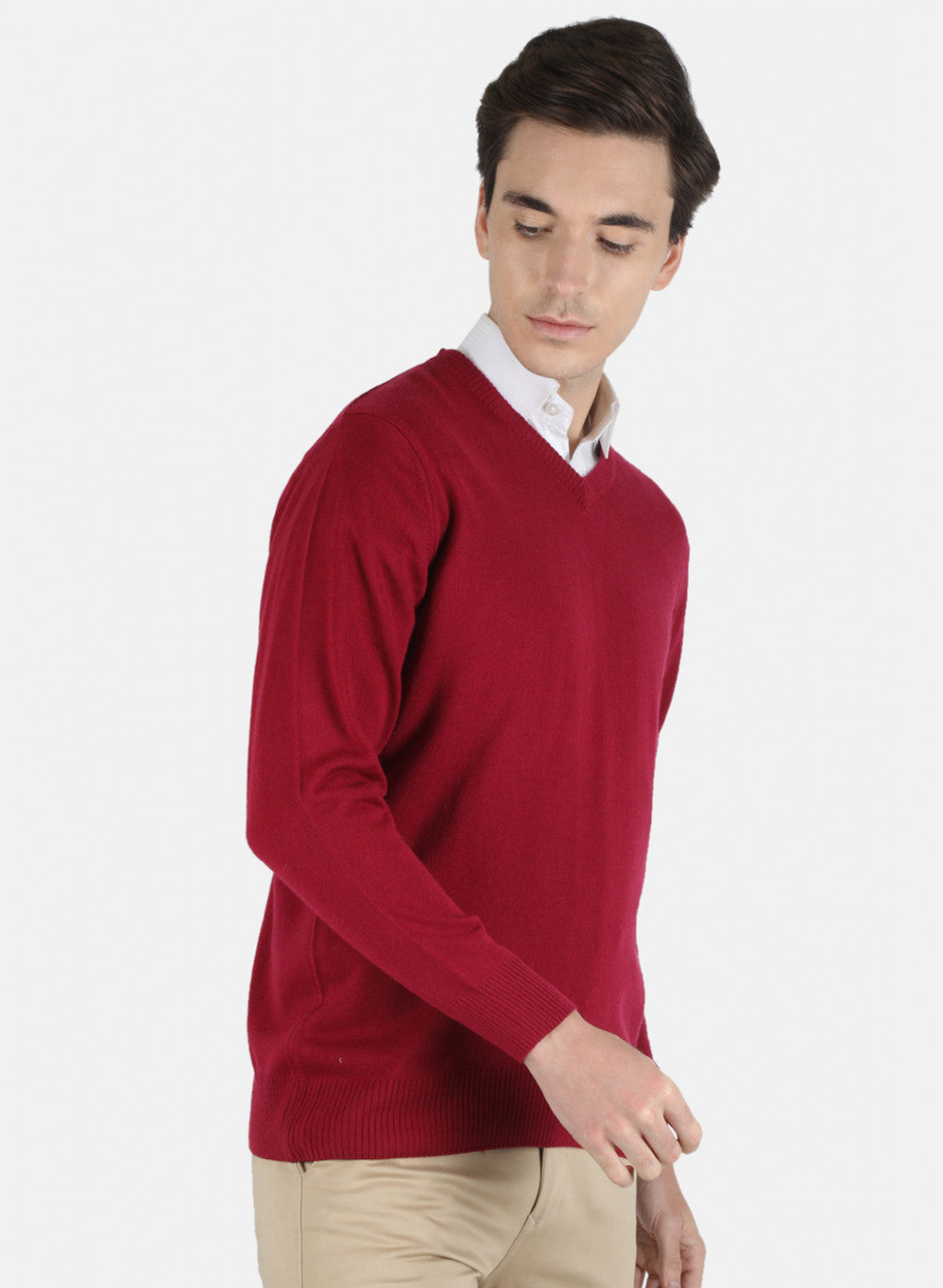 Men Maroon Solid Pullover