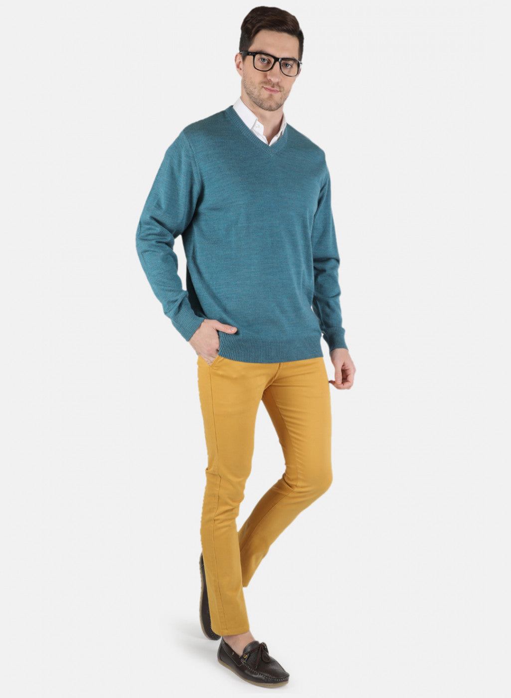 Men Blue Solid Pullover