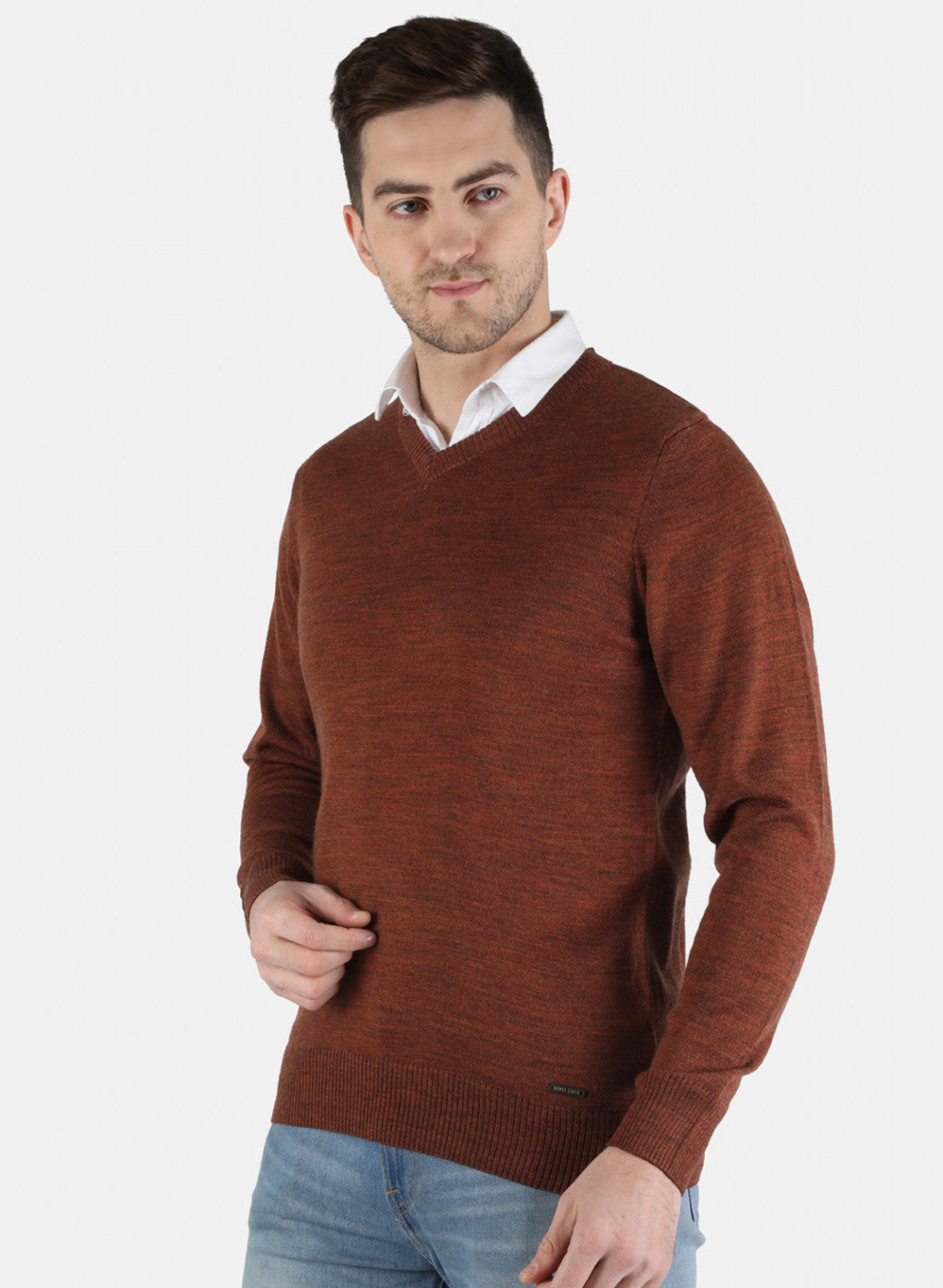 Men Brown Solid Pullover