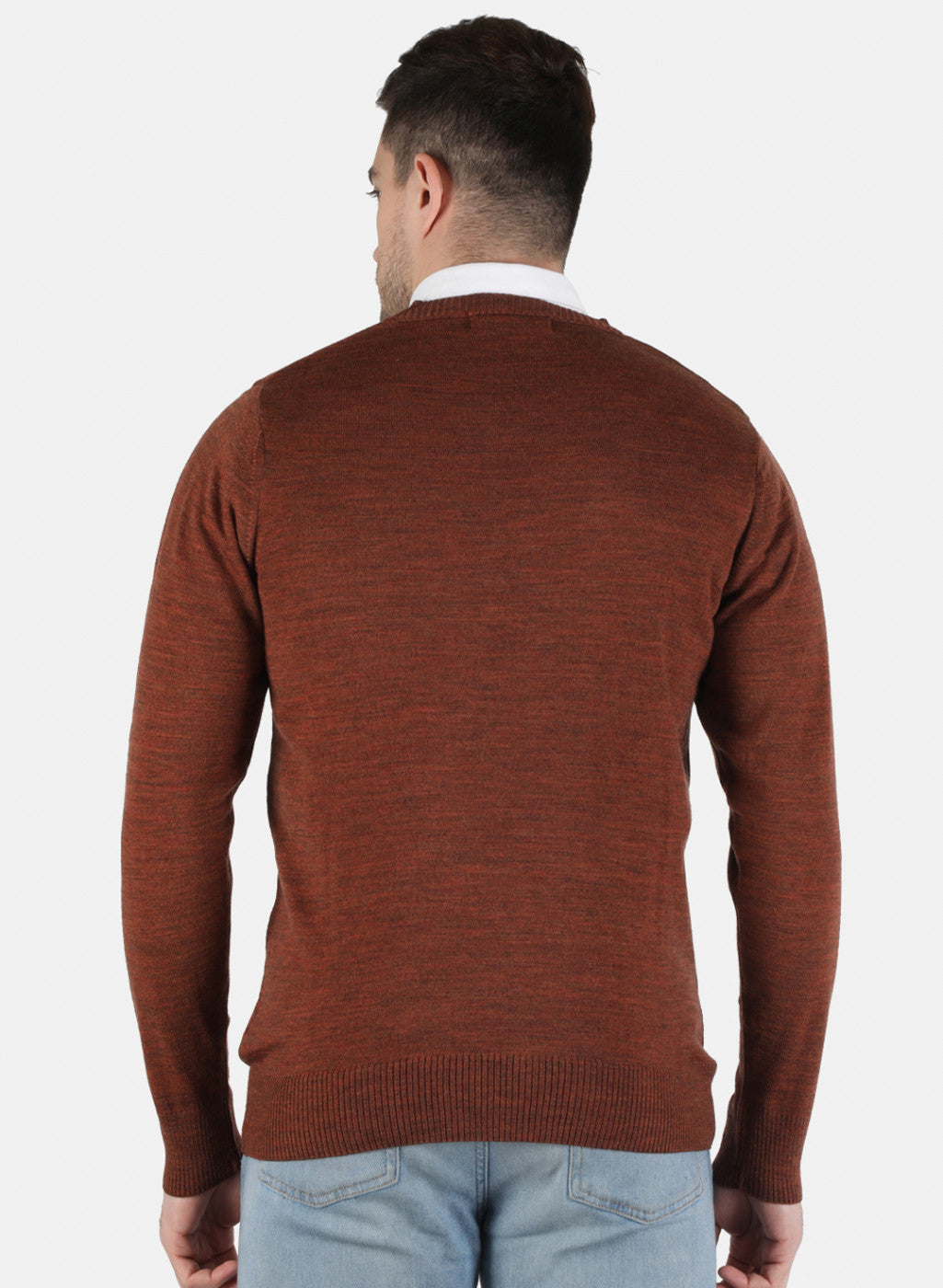 Men Brown Solid Pullover