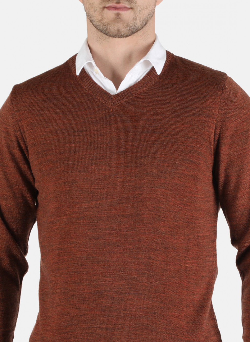 Men Brown Solid Pullover