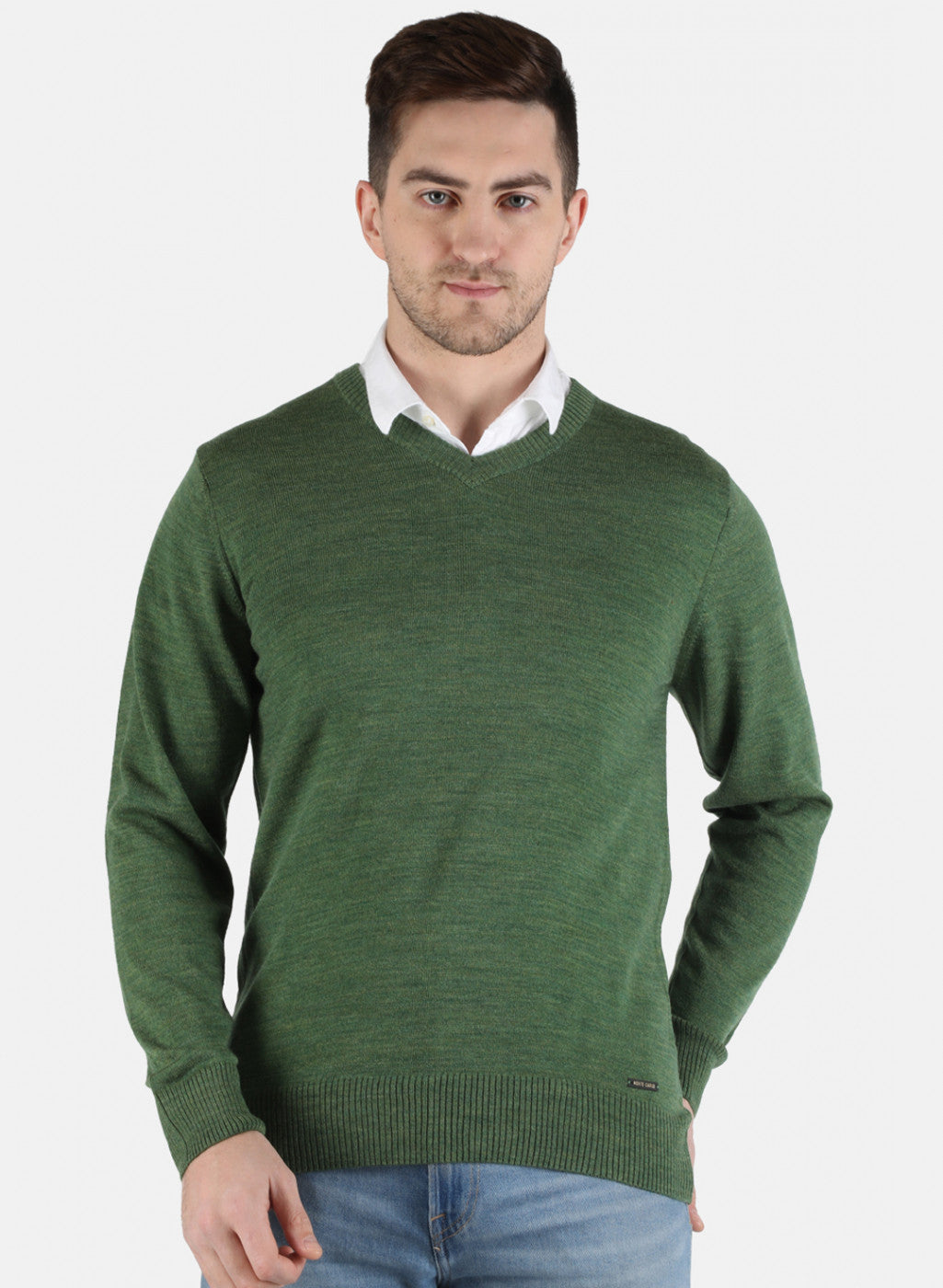 Men Olive Solid Pullover