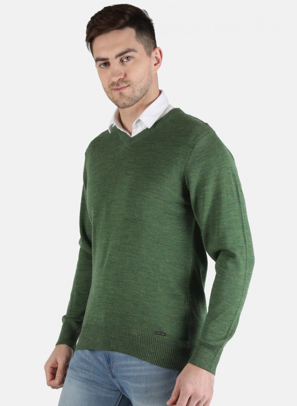 Men Olive Solid Pullover