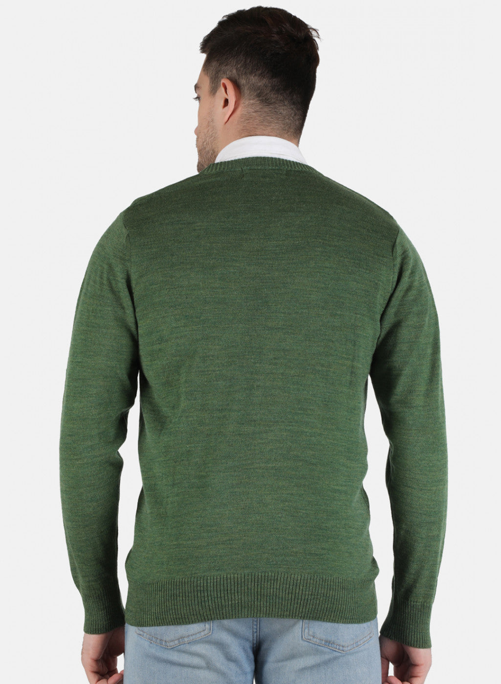 Men Olive Solid Pullover