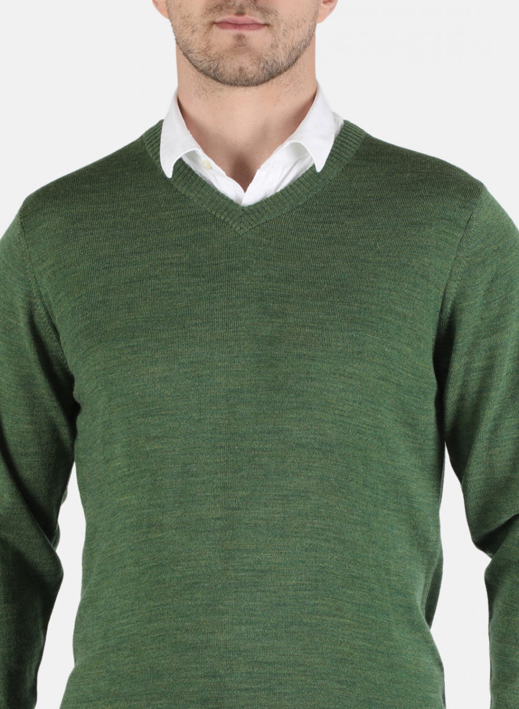 Men Olive Solid Pullover