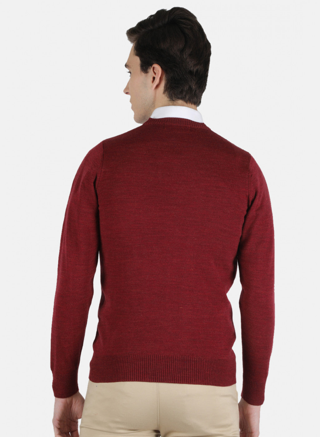 Men Maroon Solid Pullover