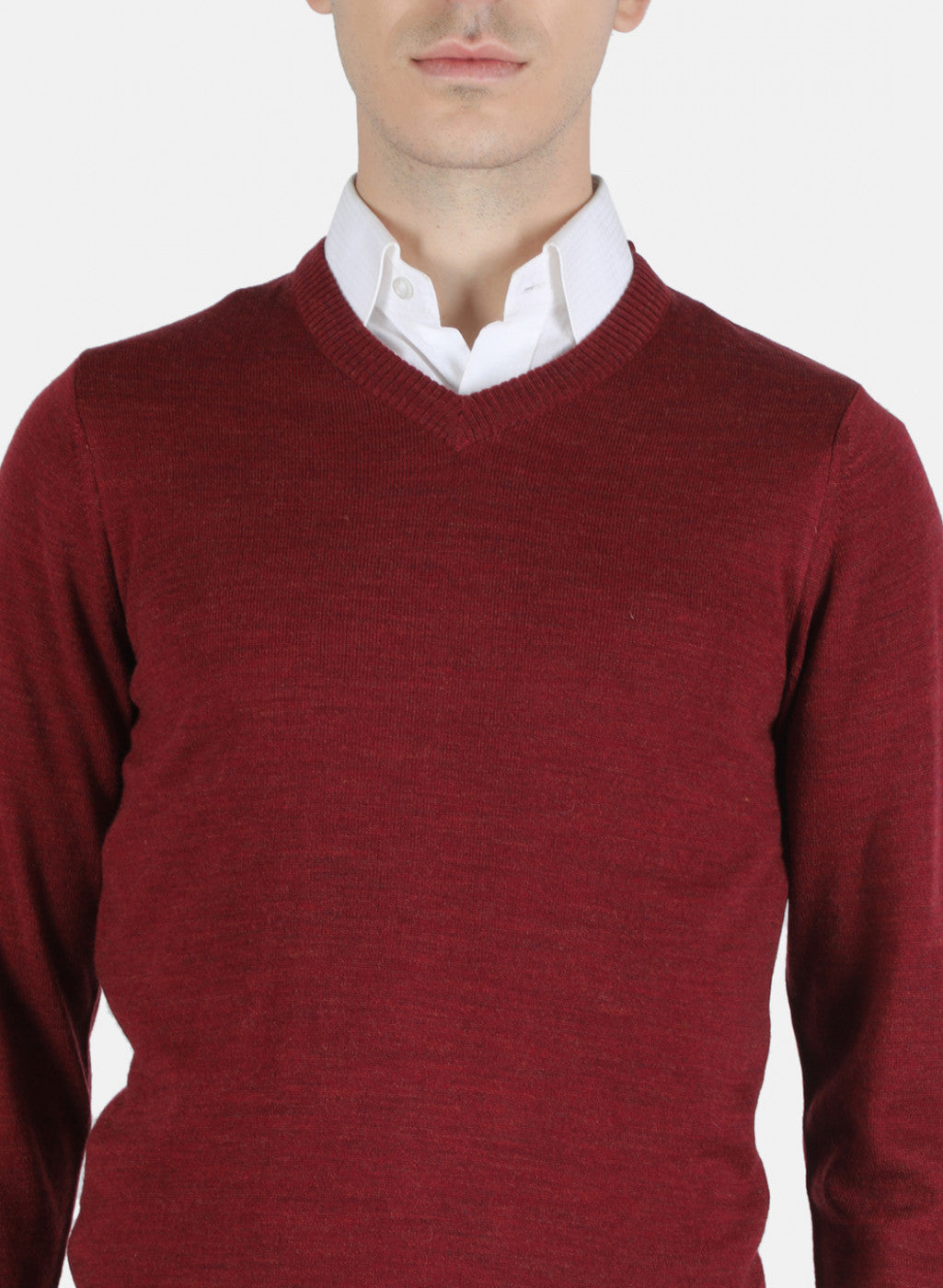 Men Maroon Solid Pullover